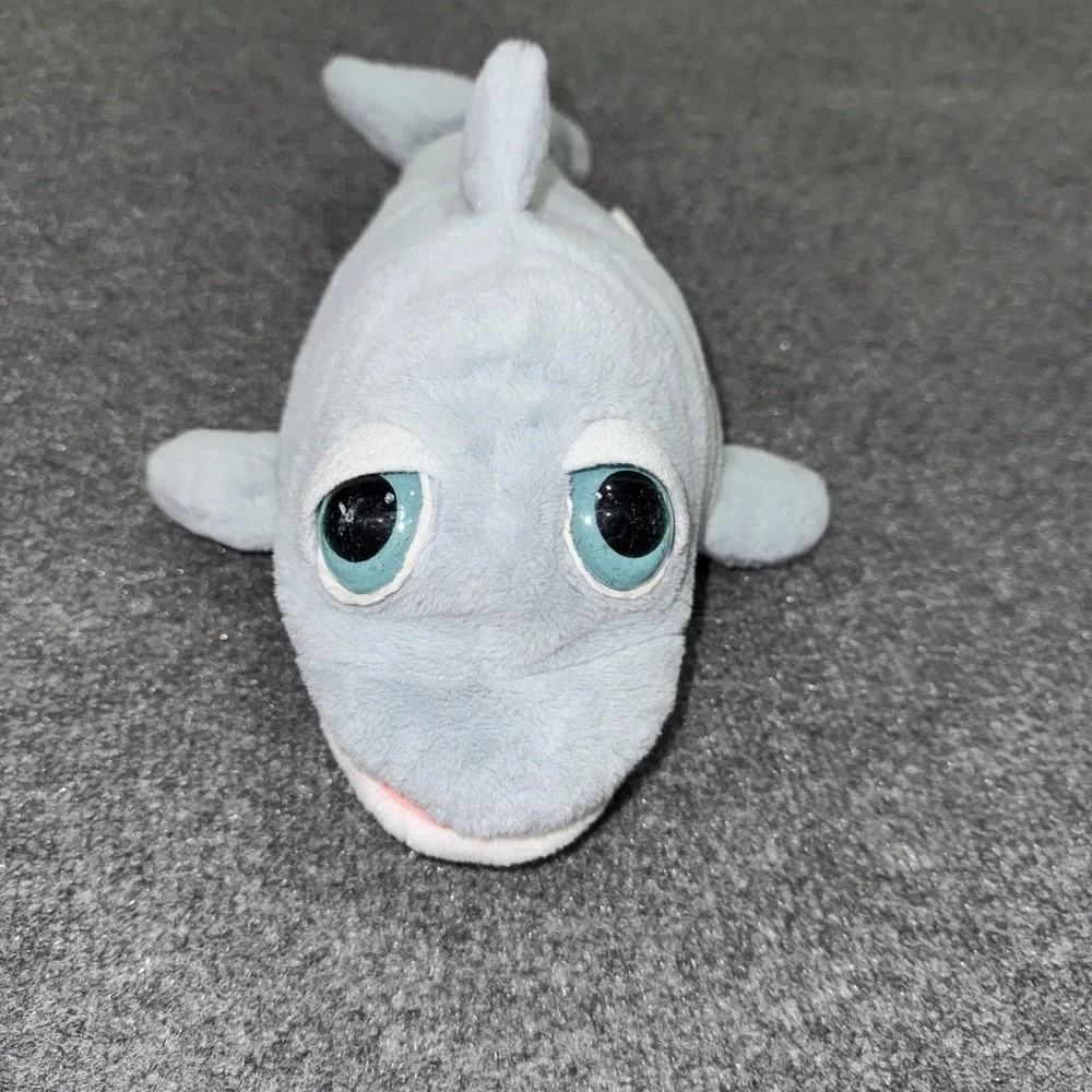 The Petting Zoo Dolphin Hand Puppet Plush Gray Big Eyes Stuffed Animal 2008